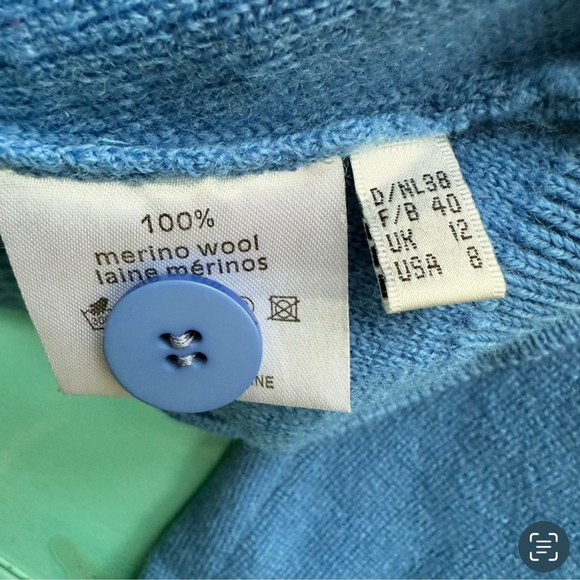 Stephanie Phillips Blue 100% Merino Wool Full-Zip Sweater Size 8 Classic Luxury - Picture 4 of 13